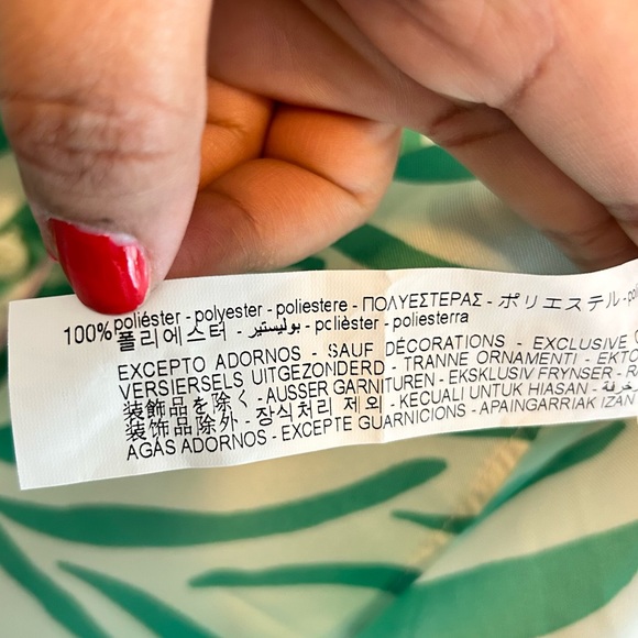 ZARA Small Green Floral Palm Tree Printed Pajama Style Shirt - Picture 4 of 9